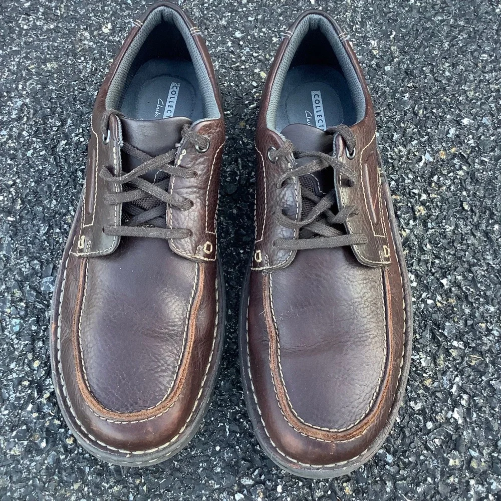 Clarks Collection Tilden Free Men 12 Brown Leather Moc Toe Oxford Shoes 26130644